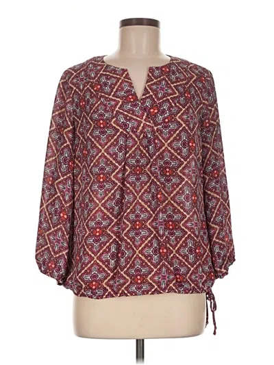 Pre-owned Laundry By Shelli Segal 3/4 Sleeve Blouse In Burgundy
