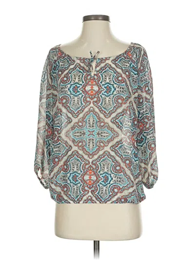 Pre-owned Laundry By Shelli Segal 3/4 Sleeve Blouse In Teal