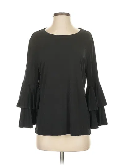 Pre-owned Laundry By Shelli Segal 3/4 Sleeve Top Black Boatneck Tops