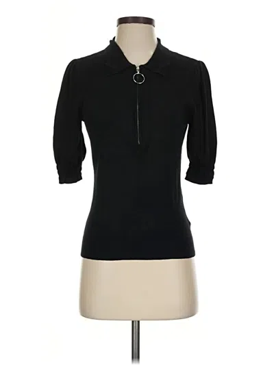 Pre-owned Laundry By Shelli Segal 3/4 Sleeve Top Black Keyhole Neckline Tops