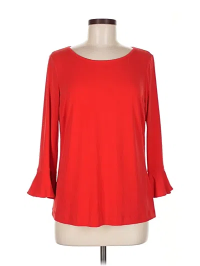 Pre-owned Laundry By Shelli Segal 3/4 Sleeve Top Red Boatneck Tops