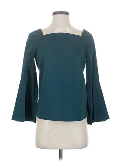 Pre-owned Laundry By Shelli Segal 3/4 Sleeve Top Teal Boatneck Tops In Blue
