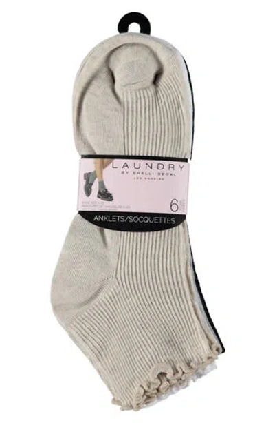 Laundry By Shelli Segal 6-pack Lettuce Edge Quarter Length Socks In Gray