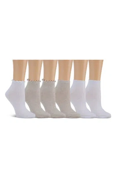 Laundry By Shelli Segal 6-pack Lettuce Edge Quarter Length Socks In Multi