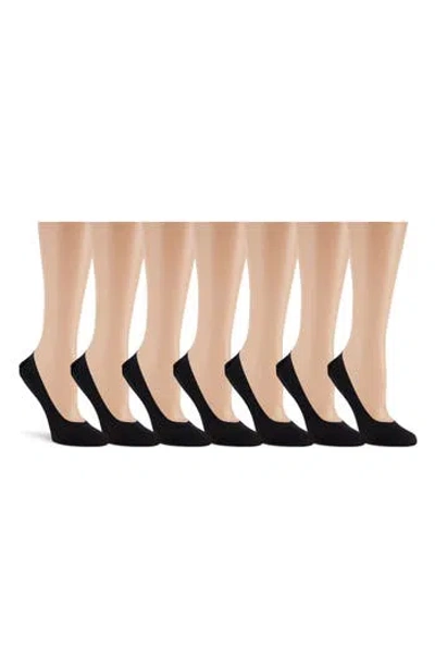 Laundry By Shelli Segal 7-pack Solid Laser-cut Liner Socks In Black