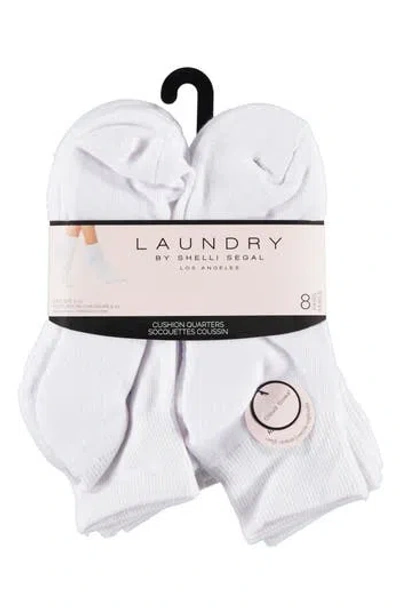 Laundry By Shelli Segal 8-pack Full Cushion Quarter Socks In White