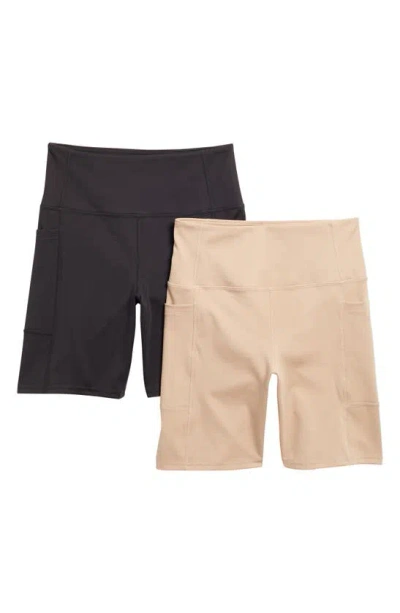 Laundry By Shelli Segal Assorted 2-pack Bike Shorts In Taupe