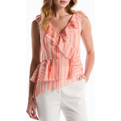 Laundry By Shelli Segal Asymmetric Ruffle Top In Orange
