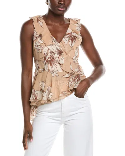 Laundry By Shelli Segal Asymmetrical Ruffle Blouse In Neutral