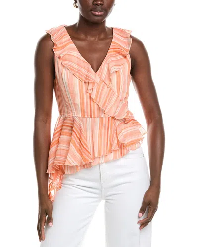 Laundry By Shelli Segal Asymmetrical Ruffle Blouse In Orange