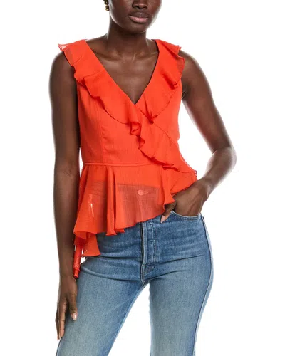 Laundry By Shelli Segal Asymmetrical Ruffle Blouse In Orange