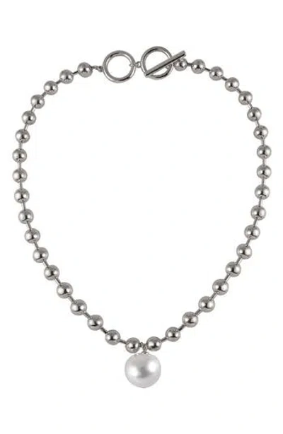 Laundry By Shelli Segal Ball Chain Collar Necklace In Silver