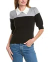 Laundry By Shelli Segal Beaded Collar Sweater In Black