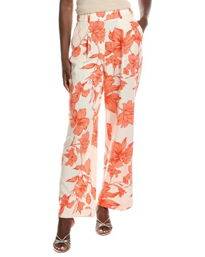 Laundry By Shelli Segal Blossoming Linen-blend Pleated Pant In Orange