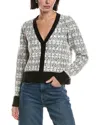 Laundry By Shelli Segal Boucle Rib Trim Cardigan In White