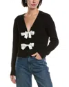 Laundry By Shelli Segal Bow Cardigan In Black