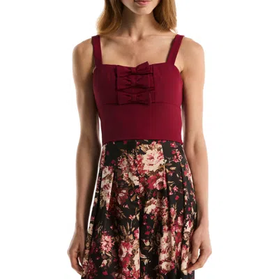 Laundry By Shelli Segal Bow Detail Bustier Top In Burgundy