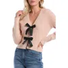 Laundry By Shelli Segal Bow V-neck Cardigan In Pink