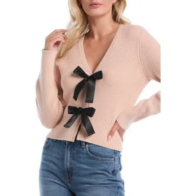 Laundry By Shelli Segal Bow V-neck Cardigan In Pink