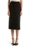 Laundry By Shelli Segal Button Front Midi Skirt In Black