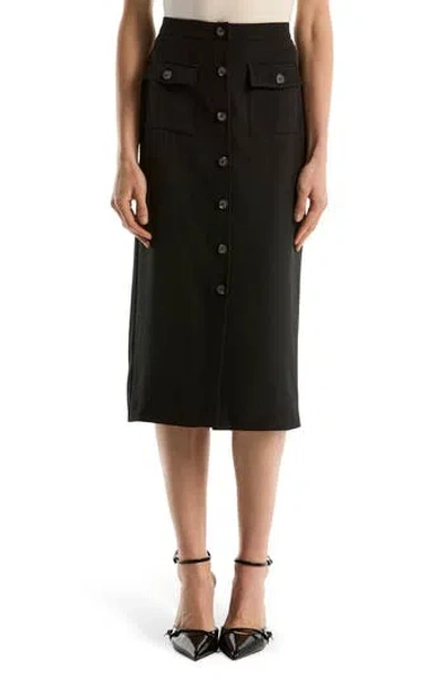 Laundry By Shelli Segal Button Front Midi Skirt In Black