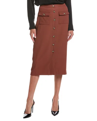 Laundry By Shelli Segal Button Front Midi Skirt In Brown