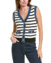Laundry By Shelli Segal Denim & Knit Sweater Vest In White