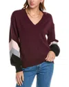 Laundry By Shelli Segal Colorblock Sleeve Sweater In Purple