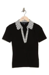 Laundry By Shelli Segal Contrast Collared Sweater In Black/black