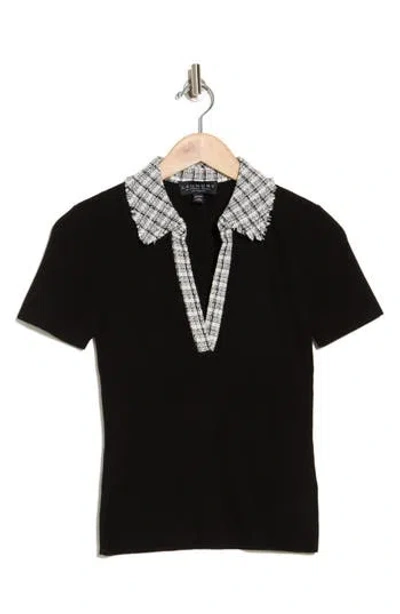 Laundry By Shelli Segal Contrast Collared Sweater In Black/black