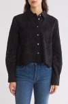 Laundry By Shelli Segal Cotton Eyelet Button-up Shirt In Black