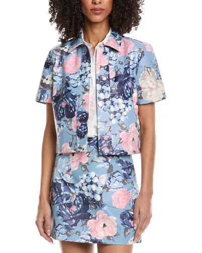 Laundry By Shelli Segal Cropped Printed Jacket In Blue