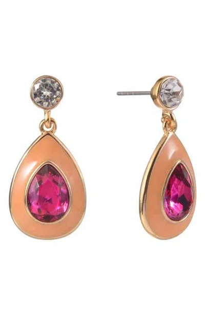 Laundry By Shelli Segal Crystal & Enamel Teardrop Earrings