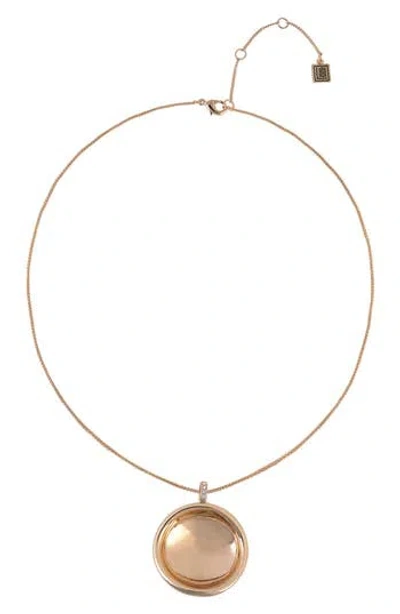 Laundry By Shelli Segal Crystal Round Pendant Necklace In Gold