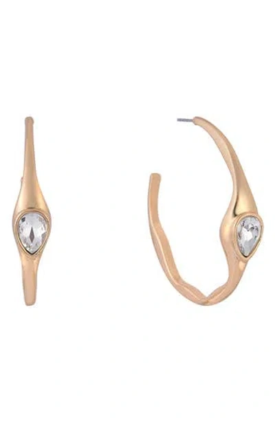Laundry By Shelli Segal Crystal Teardrop Hoop Earrings In Gold