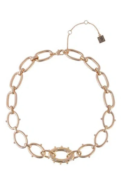 Laundry By Shelli Segal Crystal Textured Oval Link Bracelet In Gold