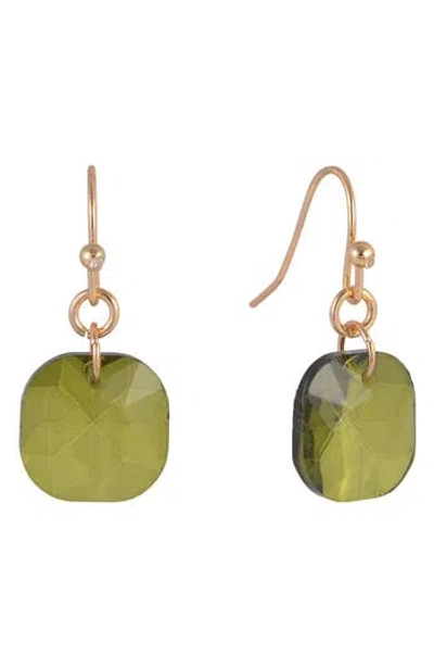 Laundry By Shelli Segal Cushion Cut Crystal Drop Earrings In Green