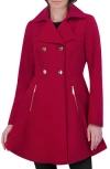 Laundry By Shelli Segal Plus Womens Wool Blend Long Pea Coat In Red