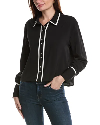 Laundry By Shelli Segal Double Pearl Button Front Blouse In Black