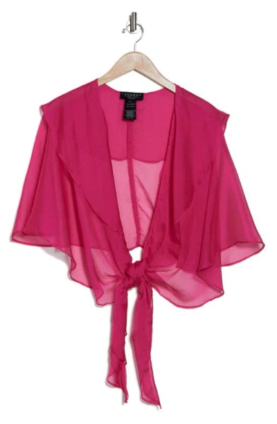 Laundry By Shelli Segal Double Ruffle Tie Front Wrap Top In Pink