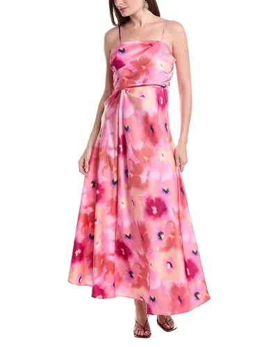 Laundry By Shelli Segal Draped Satin Maxi Dress In Multi