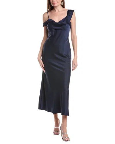 Laundry By Shelli Segal Easy One Shoulder Satin Dress In Black