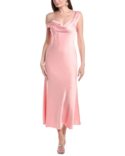 Laundry By Shelli Segal Easy One Shoulder Satin Dress In Pink