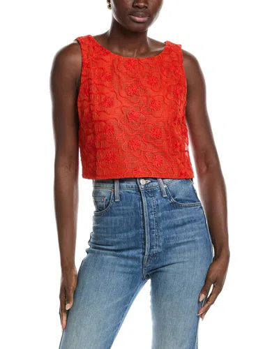 Laundry By Shelli Segal Embroidered Top In Red