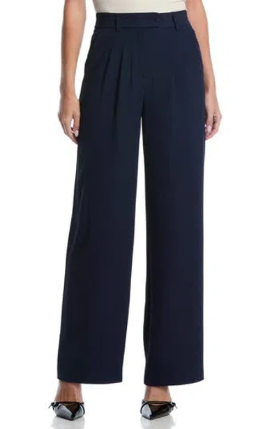 Laundry By Shelli Segal Extended Tab Pleated Pants In Blue