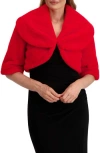 Laundry By Shelli Segal Faux Fur Shawl Collar Shrug In Red