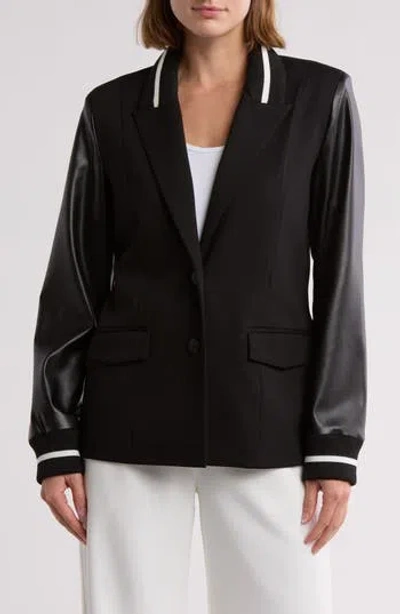 Laundry By Shelli Segal Faux Leather Blazer In Black