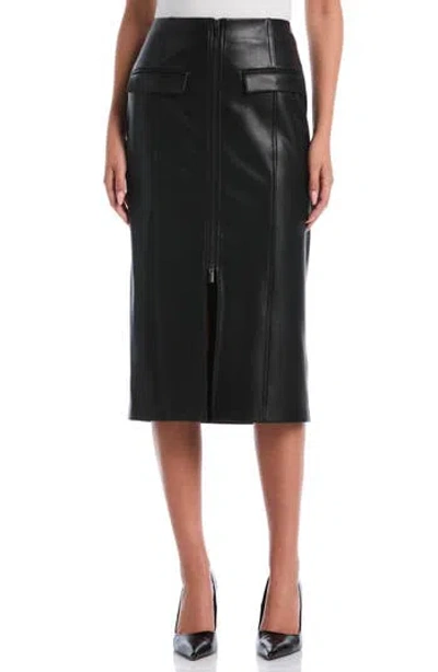 Laundry By Shelli Segal Faux Leather Midi Skirt In Black