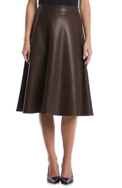 Laundry By Shelli Segal Faux Leather Midi Skirt In Brown