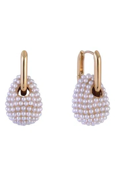 Laundry By Shelli Segal Faux Pearl Drop Huggie Hoop Earrings In Neutral